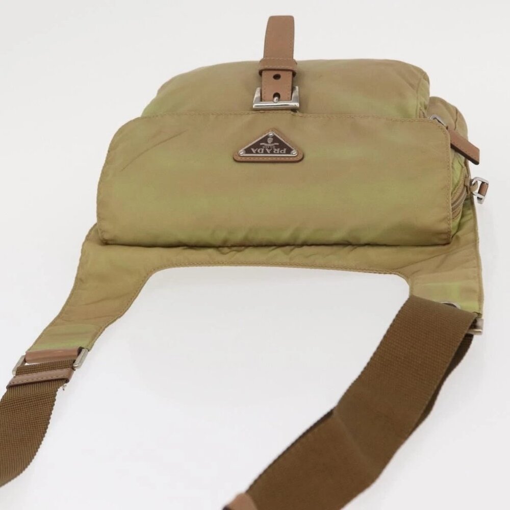 PRADA Shoulder Bag Nylon Beige Silver Auth ki6222 - Picture 7 of 15